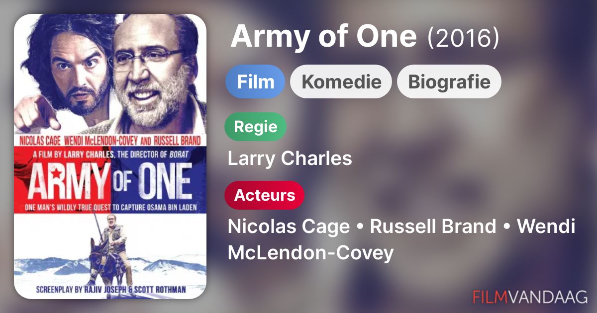 Army of One (film, 2016) FilmVandaag.nl