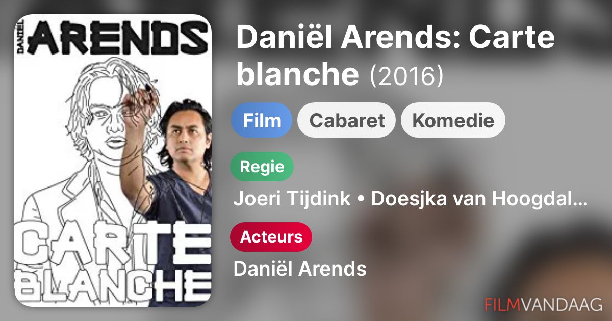 Daniël Arends Carte blanche (film, 2016) FilmVandaag.nl