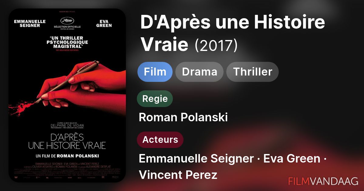 D'Après une Histoire Vraie (film, 2017) - FilmVandaag.nl