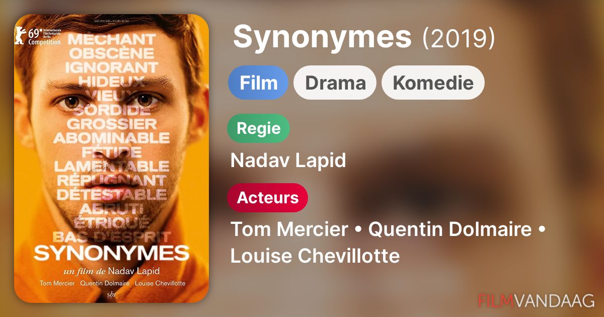 Synonymes (film, 2019) kopen op dvd of bluray FilmVandaag.nl