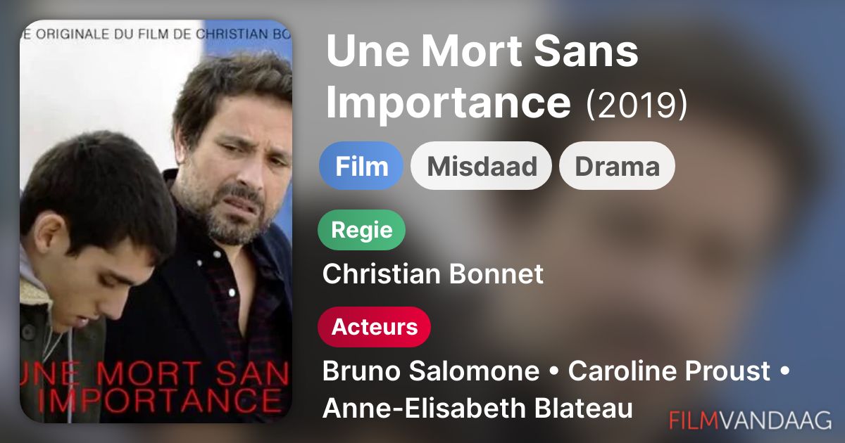 Une Mort Sans Importance Film Une Mort Sans Importance (film, 2019) - FilmVandaag.nl