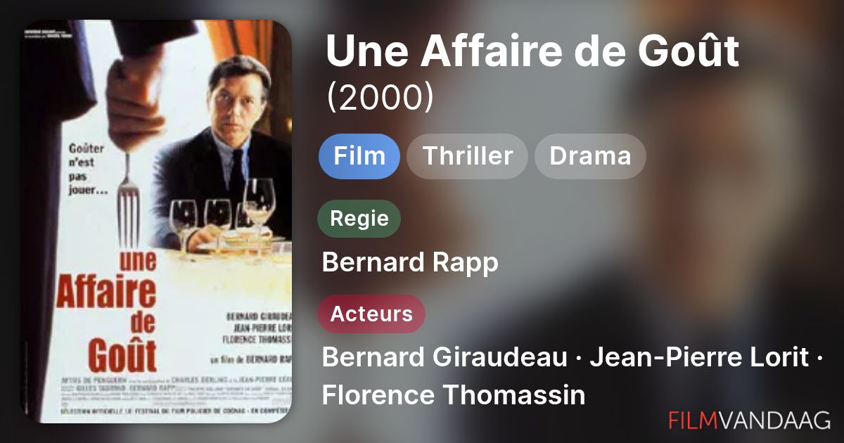Une Affaire de Goût (film, 2000) - FilmVandaag.nl