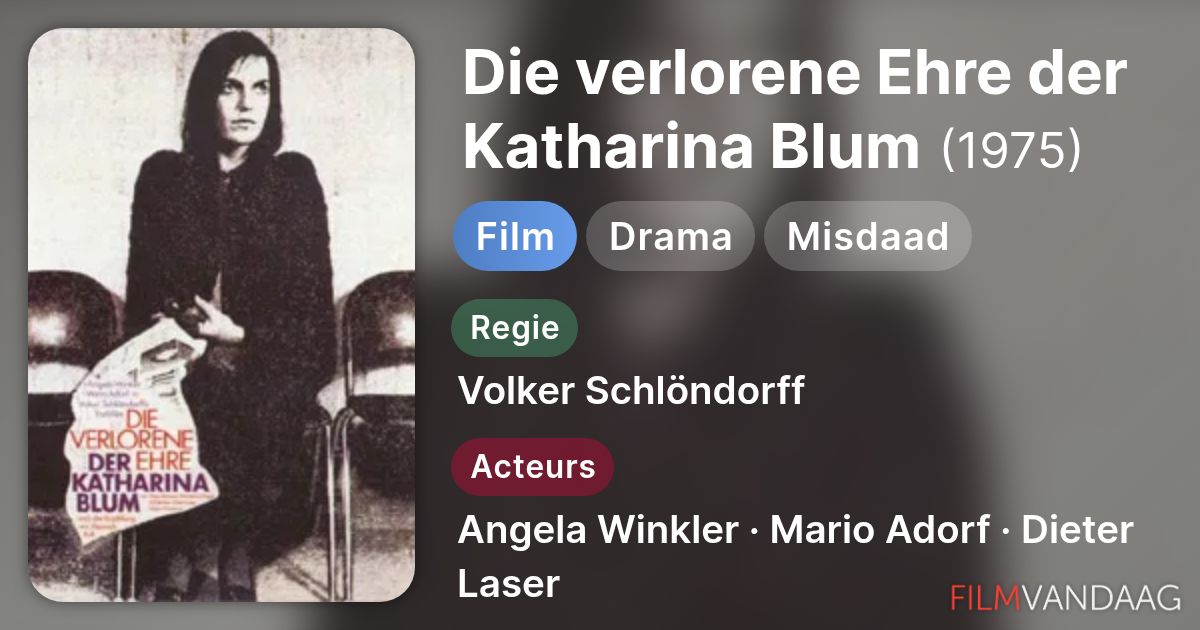 Die verlorene Ehre der Katharina Blum (film, 1975) - FilmVandaag.nl