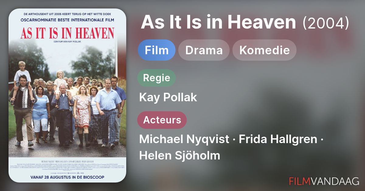As It Is in Heaven (film, 2004) - FilmVandaag.nl