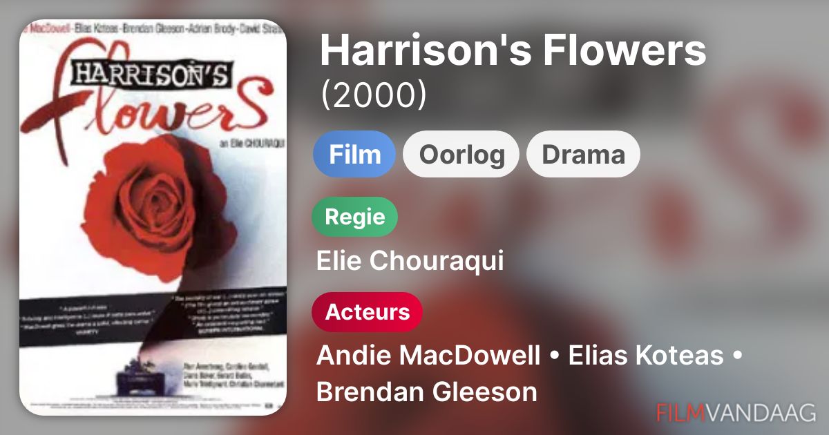 Harrison's Flowers (film, 2000) FilmVandaag.nl