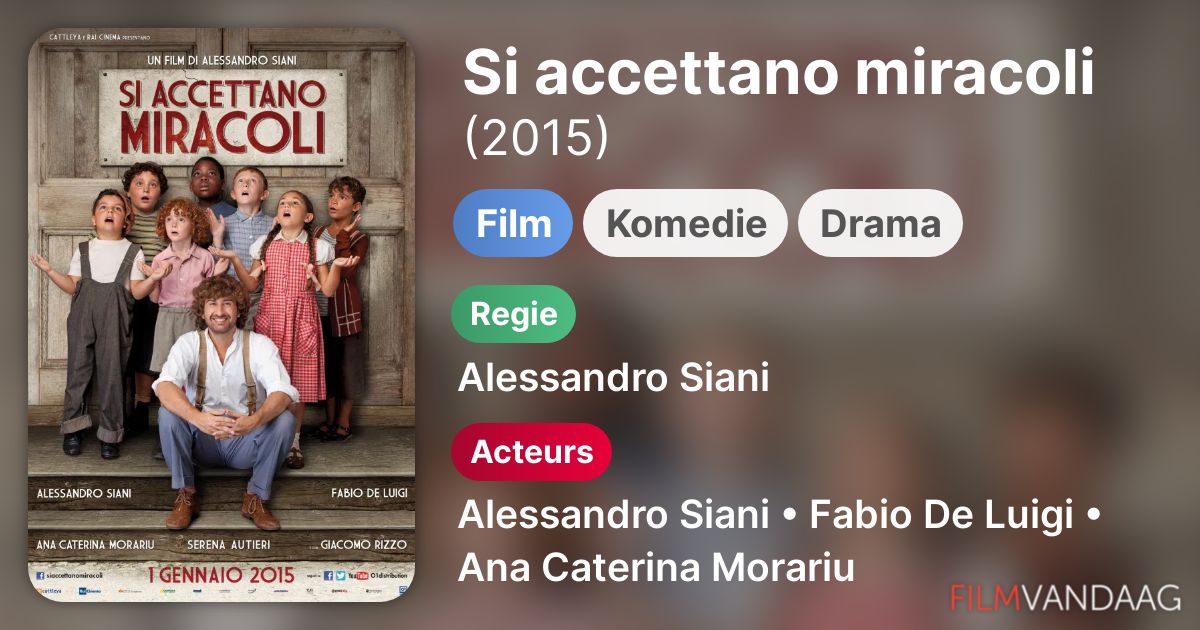 Si accettano miracoli (film, 2015) FilmVandaag.nl Si accettano miracoli (film, 2015) FilmVandaag.nl