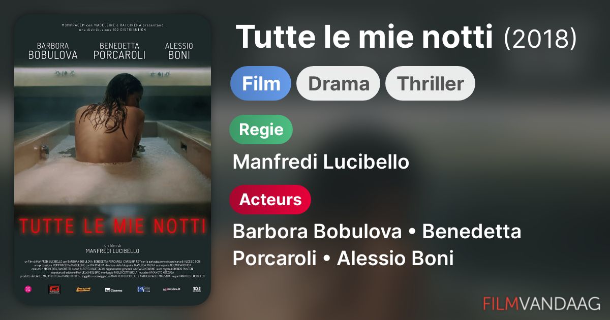 Tutte le mie notti (film, 2018) FilmVandaag.nl Tutte le mie notti (film, 2018) FilmVandaag.nl