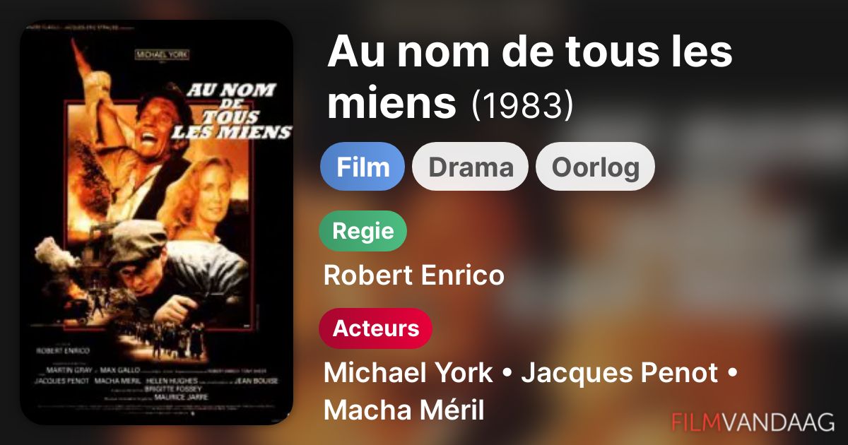 Au Nom De Tous Les Miens Film Netflix Au nom de tous les miens (film, 1983) kopen op dvd of blu-ray