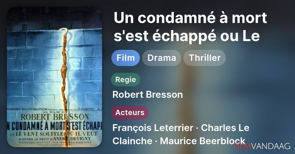 Un condamné à mort s'est échappé ou Le vent souffle où il veut (film