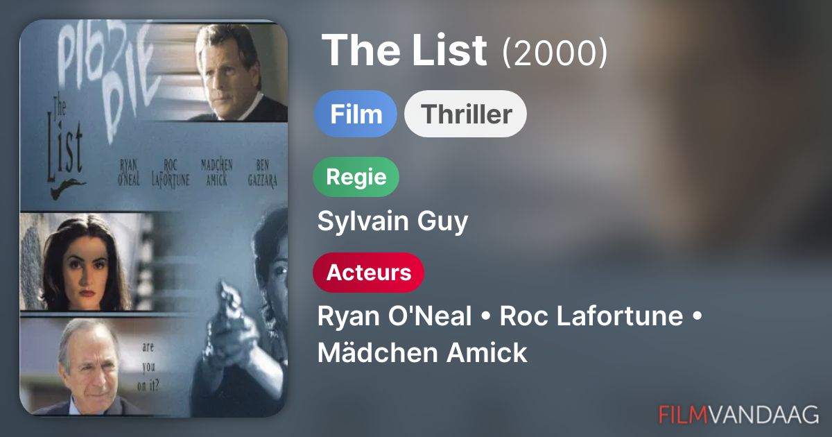 The List (film, 2000) FilmVandaag.nl