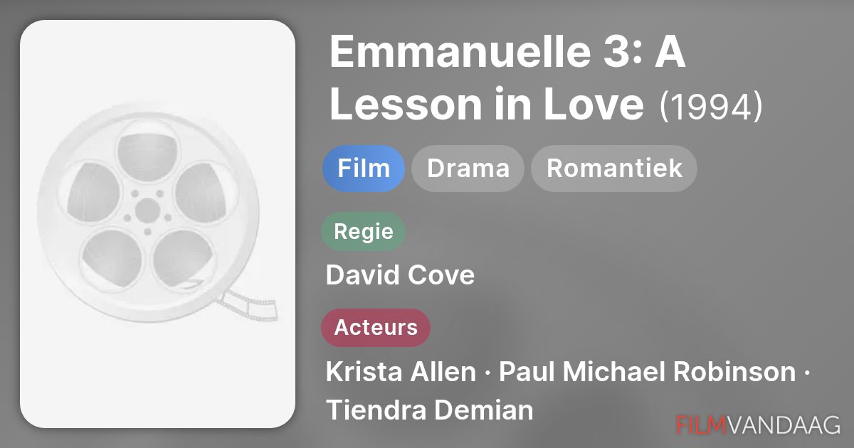 Emmanuelle 3: A Lesson in Love (film, 1994) - FilmVandaag.nl