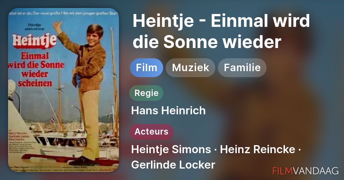 Heintje Einmal Wird Die Sonne Wieder Scheinen 1970