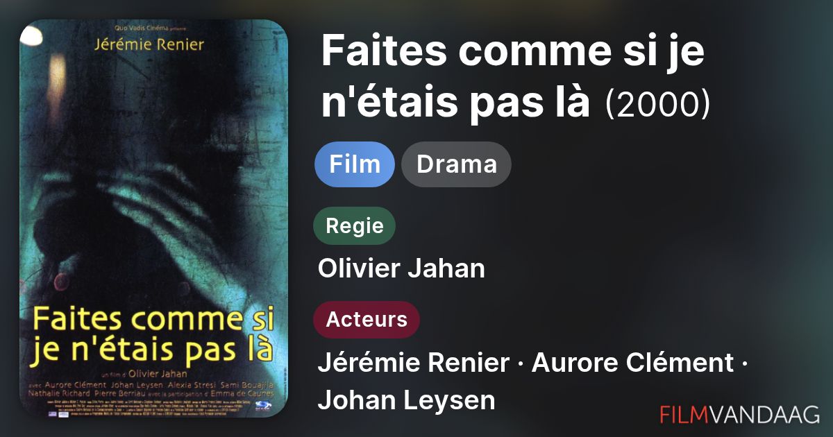 Der kleine Voyeur, (FAITES COMME SI JE N'ETAIS PAS LA) F 2000, Regie