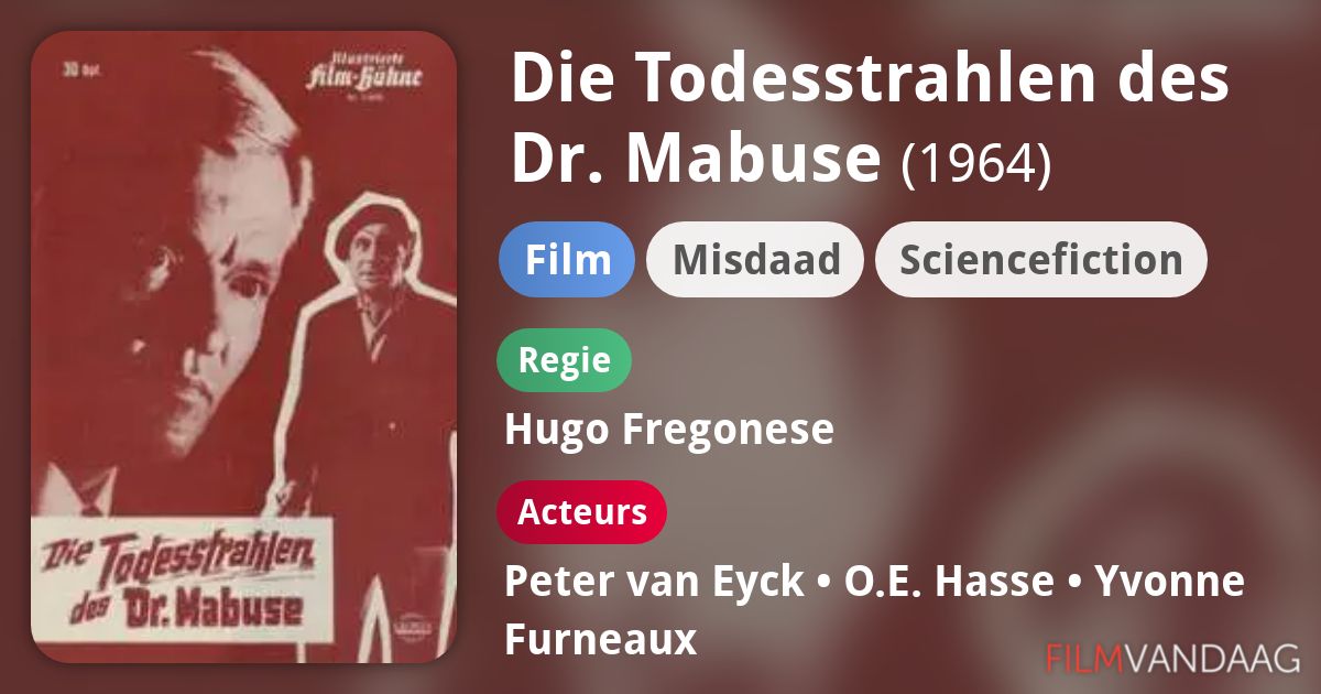 Die Todesstrahlen des Dr. Mabuse (film, 1964) FilmVandaag.nl Die Todesstrahlen des Dr. Mabuse (film, 1964) FilmVandaag.nl