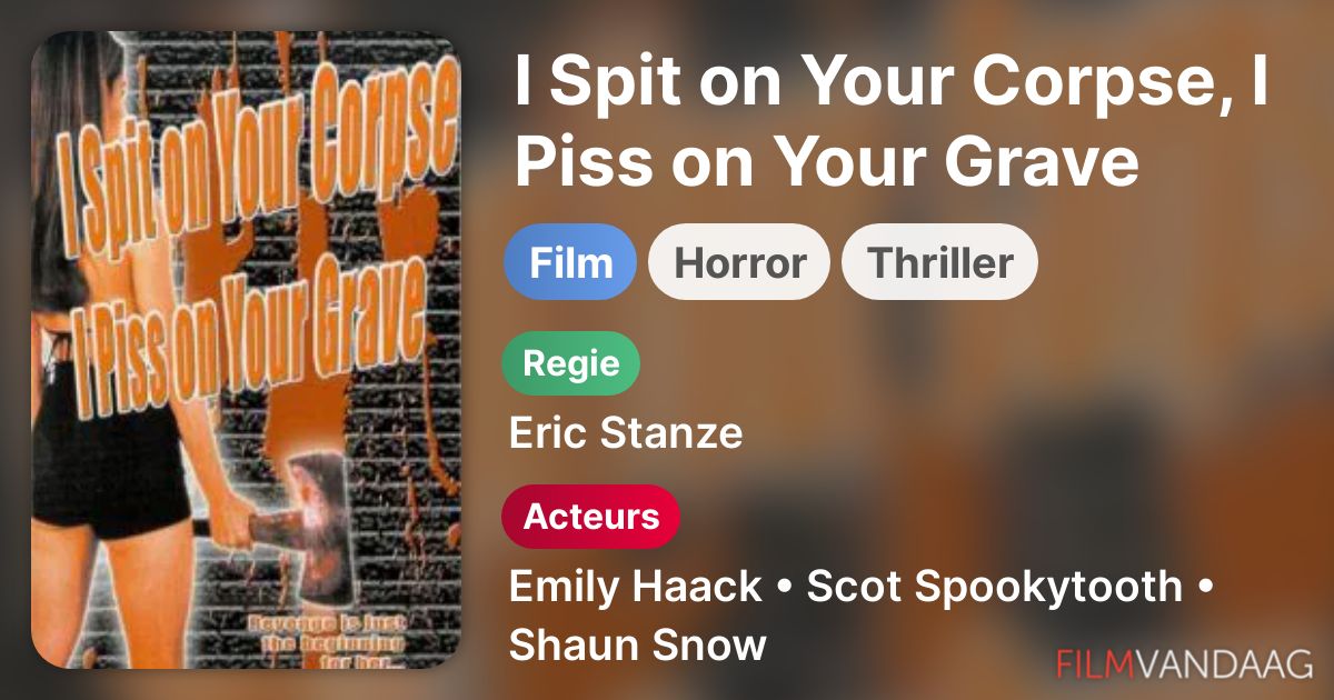 I Spit on Your Corpse, I Piss on Your Grave (film, 2001) FilmVandaag.nl