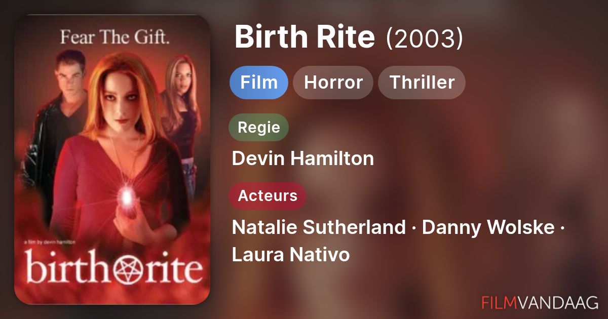 Birth Rite Dvd Birth Rite (film, 2003) - FilmVandaag.nl