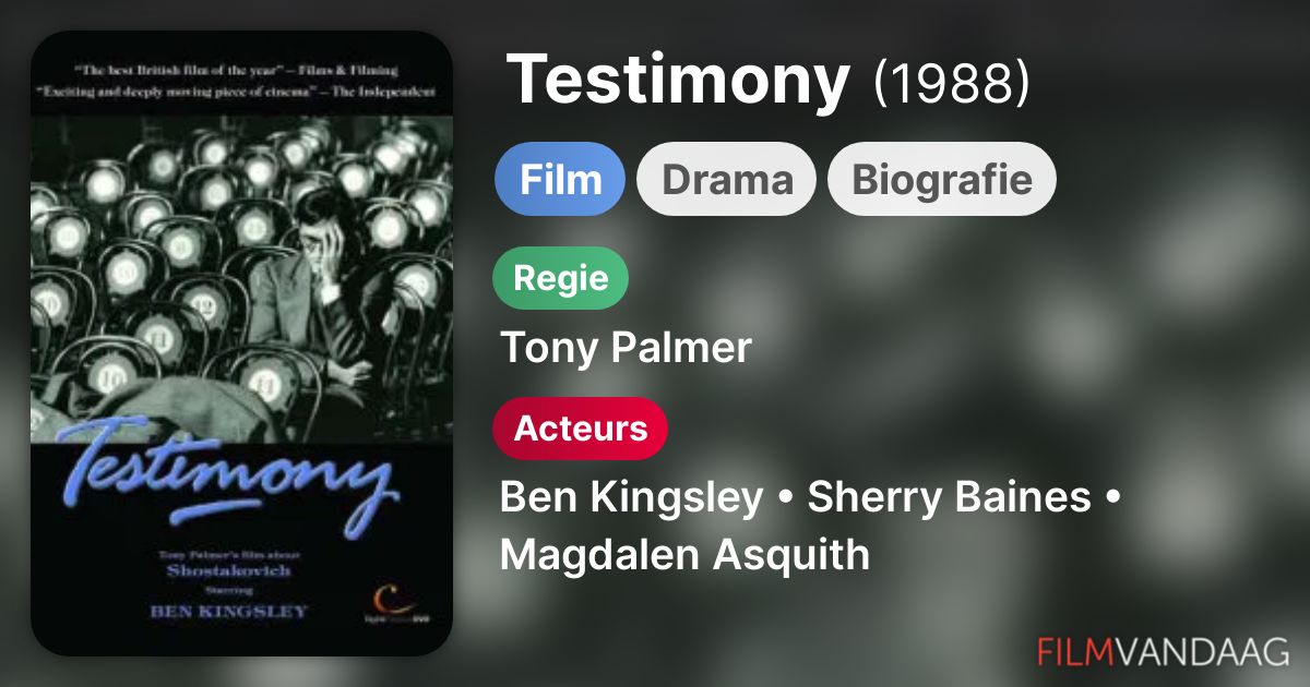 Testimony (film, 1988) FilmVandaag.nl
