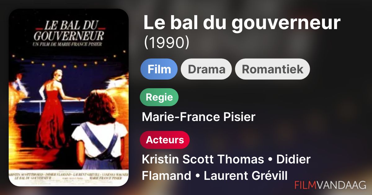 Le bal du gouverneur (film, 1990) FilmVandaag.nl