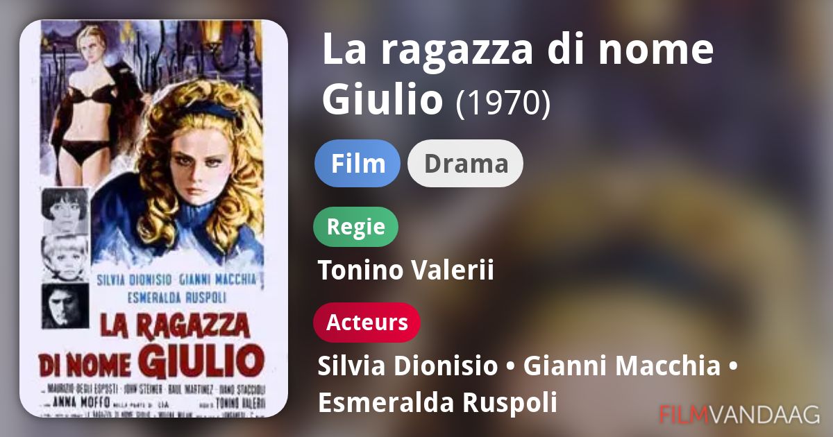 La ragazza di nome Giulio (film, 1970) FilmVandaag.nl