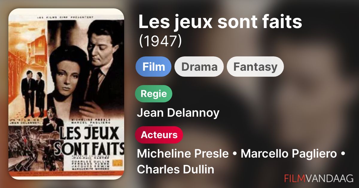 Les jeux sont faits (film, 1947) FilmVandaag.nl