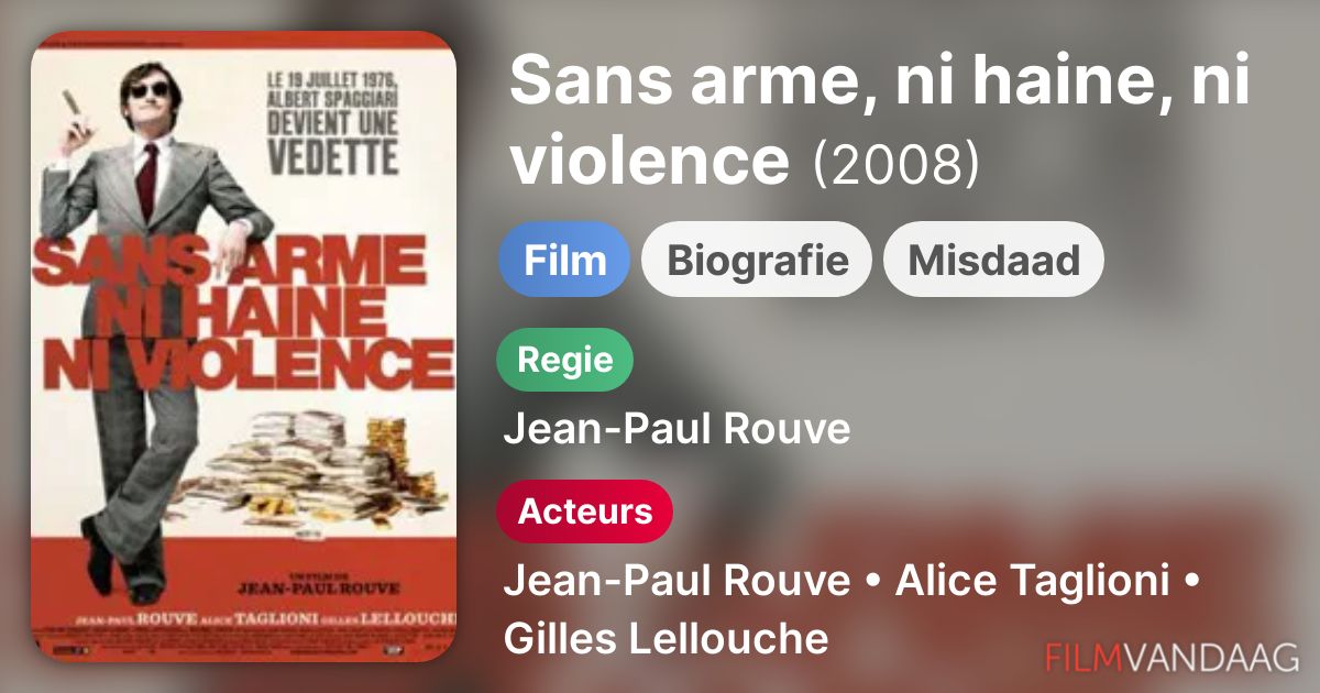 Sans Arme Ni Haine Ni Violence Streaming Sans arme, ni haine, ni violence (film, 2008) - FilmVandaag.nl