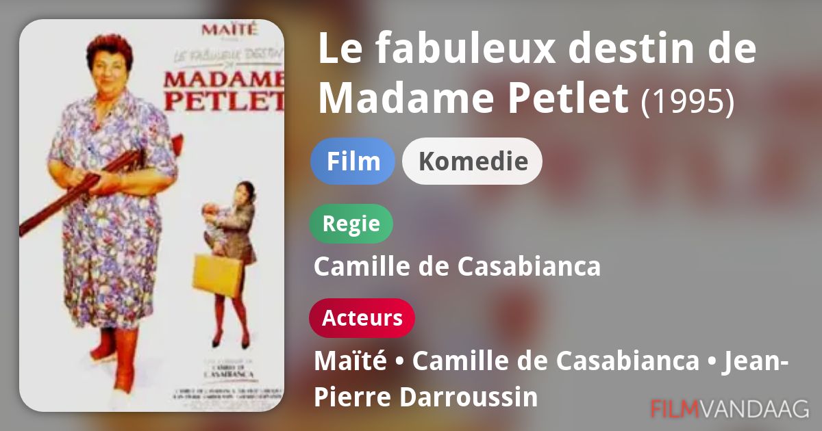 Le Fabuleux Destin De Madame Petlet Alle acteurs in Le fabuleux destin de Madame Petlet (film, 1995