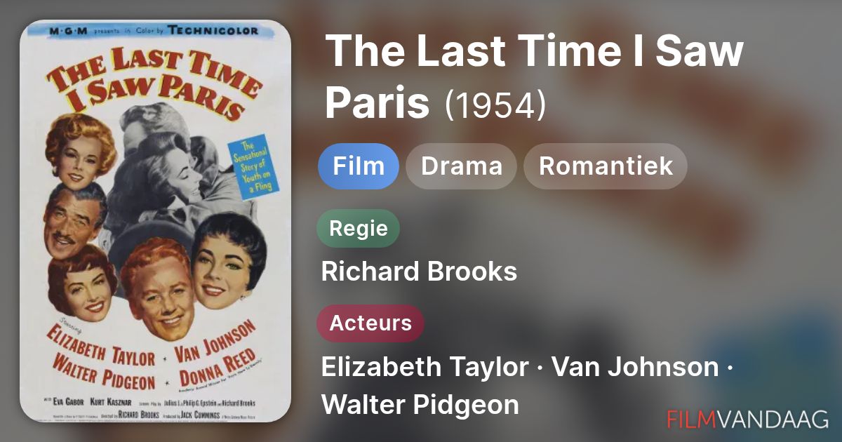 The Last Time I Saw Paris (film, 1954) FilmVandaag.nl
