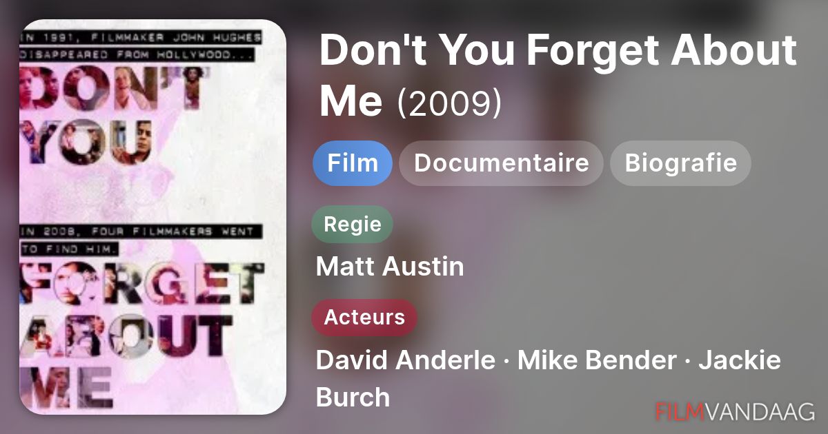 Don't You Forget About Me (film, 2009) - FilmVandaag.nl