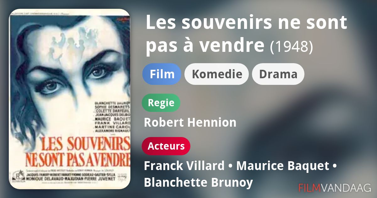 Les souvenirs ne sont pas à vendre (film, 1948) FilmVandaag.nl