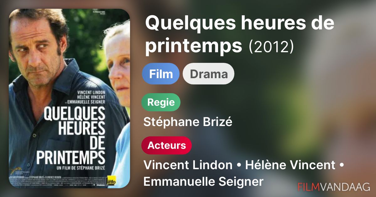Distribution De Quelques Heures De Printemps www.filmvandaag.nl