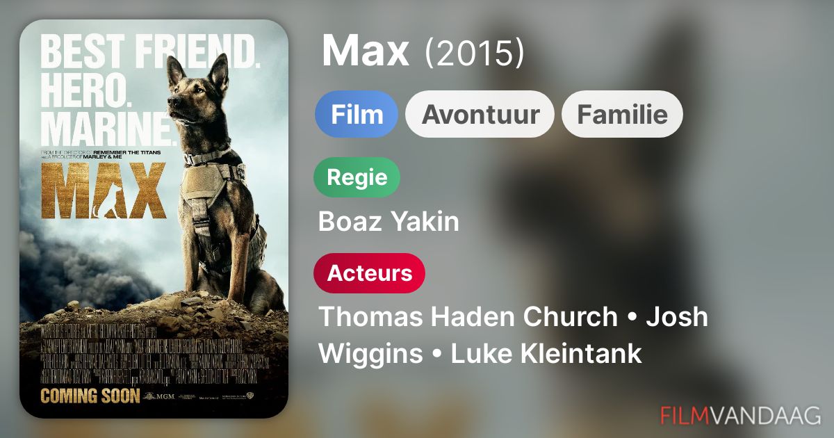 Max (film, 2015) FilmVandaag.nl