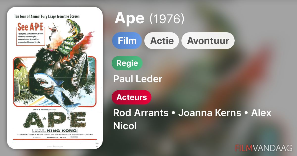 Ape (film, 1976) FilmVandaag.nl