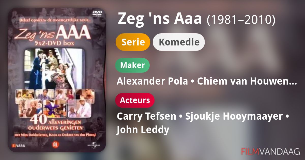 Volledige Cast van Zeg 'ns Aaa (serie, 19812010) FilmVandaag.nl Volledige Cast van Zeg 'ns Aaa (serie, 19812010) FilmVandaag.nl