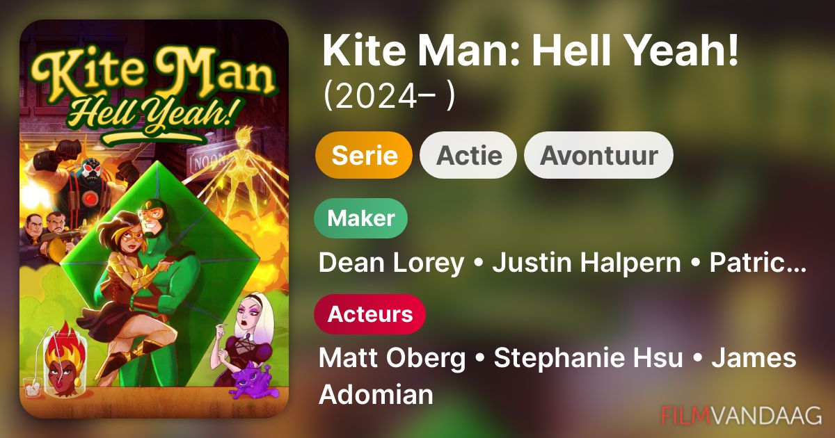Volledige Cast van Kite Man Hell Yeah! (serie, 2024 ) FilmVandaag.nl