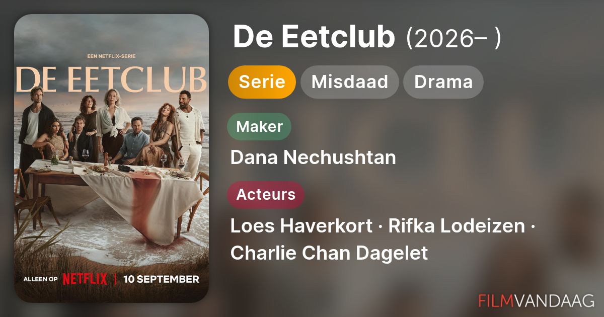 Volledige Cast Van De Eetclub serie 2026 FilmVandaag nl