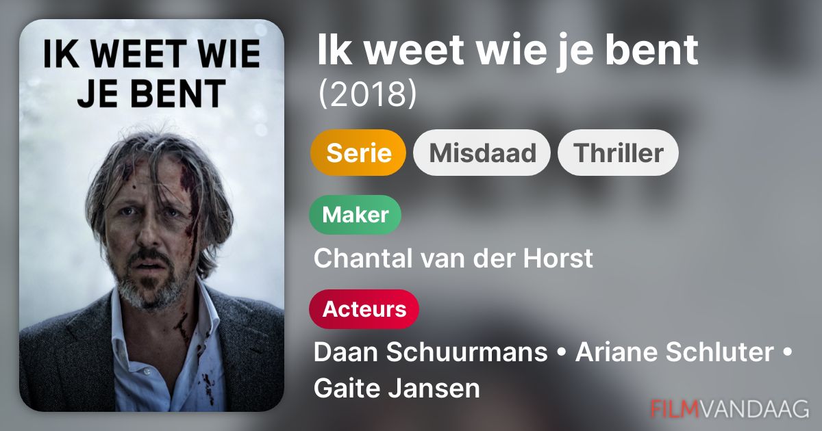Volledige Cast van Ik weet wie je bent (serie, 2018) FilmVandaag.nl Volledige Cast van Ik weet wie je bent (serie, 2018) FilmVandaag.nl